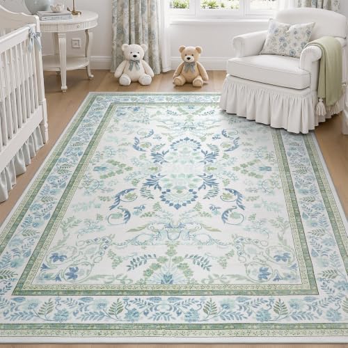 DCX Blue and Green Washable 6x9 Area Rug - Image 3