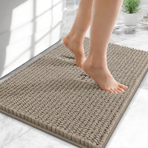 OLANLY Thick Chenille Small Bathroom Rugs Mats 24x16, Warm Taupe by OLANLY