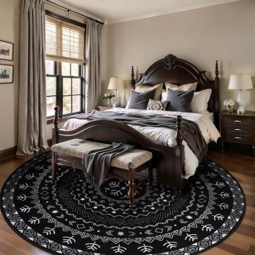 SERISSA 8ft Washable Non-Slip Boho Round Area Rug for Bedroom - Image 2