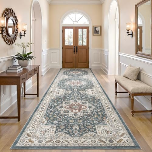 cotiled 3x10 Hallway Runner Rug for Entryway, Non-Slip Vintage, Vintage Blue by COTILED