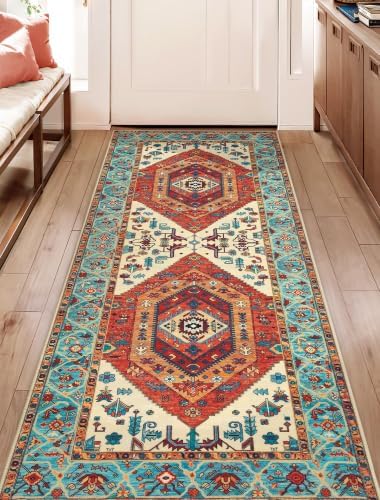 SERISSA 2x5 Washable Non Slip Boho Runner Rug for Hallway，Orange - Image 5