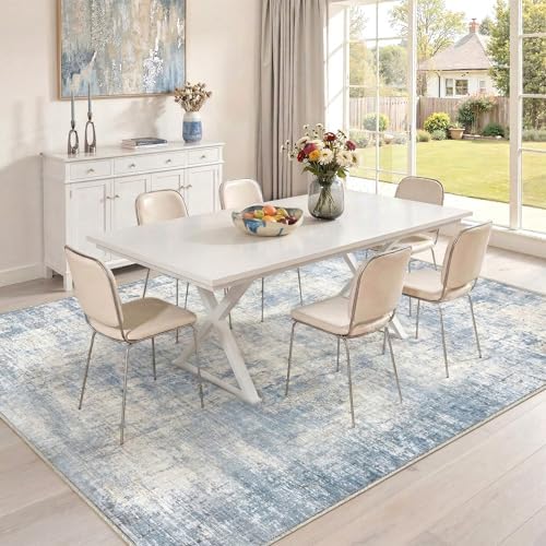 8x10 Area Rugs Washable Abstract Rug for Living Room Bedroom Blue - Image 4
