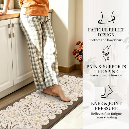 3PCS Vintage Anti-Fatigue Kitchen Mats, Non-Slip Waterproof Rugs for Floor - Image 4