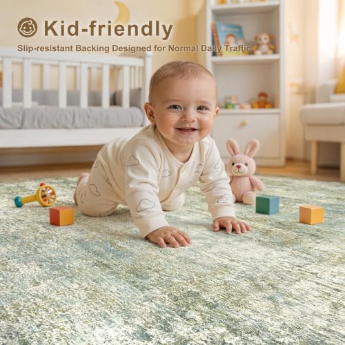 kakania Washable 7x9 Area Rug for Living Room: Abstract Modern Home Decor - Image 6