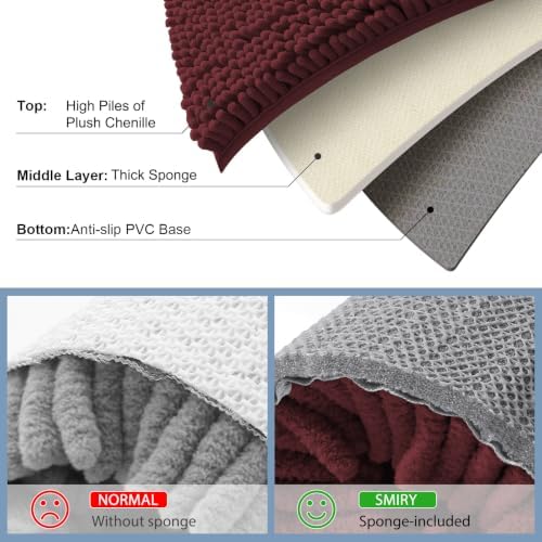 Smiry Bathroom Rugs 24X16, Luxury Chenille Extra Soft Absorbent Bath Mat - Image 5
