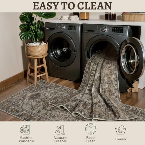 Tangsoo Vintage 2x5 Washable Runner Rug for Hallways, Non Slip Runner Rug - Image 3