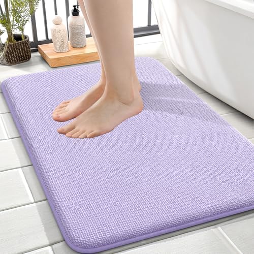 OLANLY Memory Foam Small Bathroom Rugs 24x16, Absorbent Bath Mat, Lavender by OLANLY