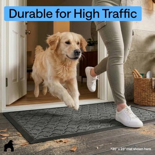 GORILLA GRIP WeatherMAX Door Mat, Indoor Outdoor, 35x23, Gray Quatrefoil - Image 6
