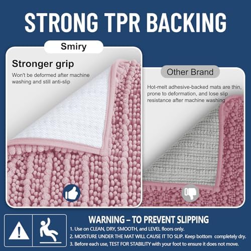 Smiry Bathroom Rugs 40X32, Extra Soft Rubber Backing Chenille Bath Mats - Image 3