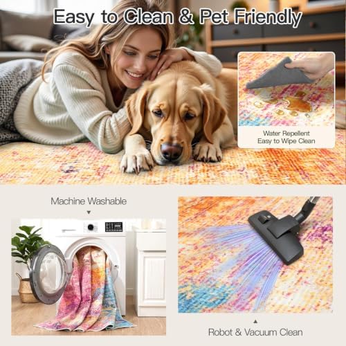 8x10 Area Rug for Living Room, Abstract Washable Larg Rugs, Multicolor - Image 4