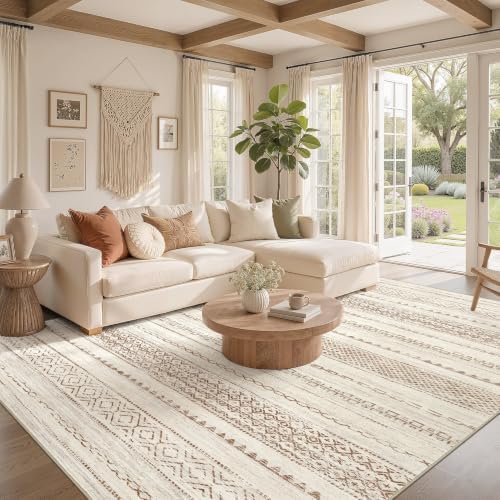 Nakagishi Boho 8x10 Area Rug Living Room Rugs Machine Washable Brown - Image 2