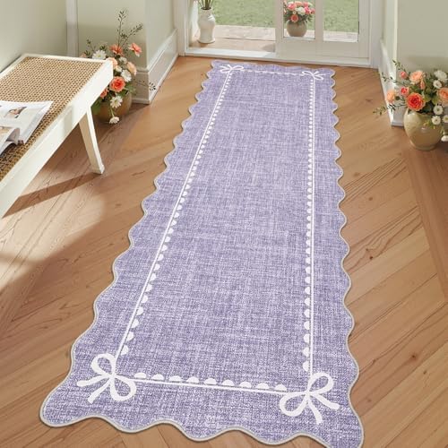 GarveeHome Scalloped Hallway Runner Rug 2.5x10 Non Slip Bedroom Rugs,Purple by GarveeHome