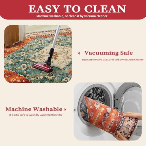 SERISSA 7x9 Washable Non Slip Boho Area Rug for Living Room - Image 3
