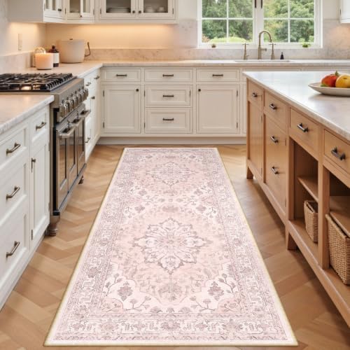 RELEANY Washable Area Rug, Runner 3'x8', Pink by RELEANY