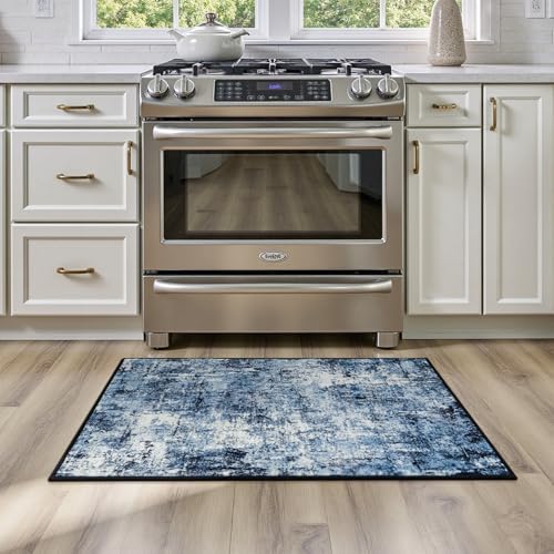 Rugflix 2x3 Entrance Rugs, Washable Navy Blue Dark Entry Small Rug - Image 3