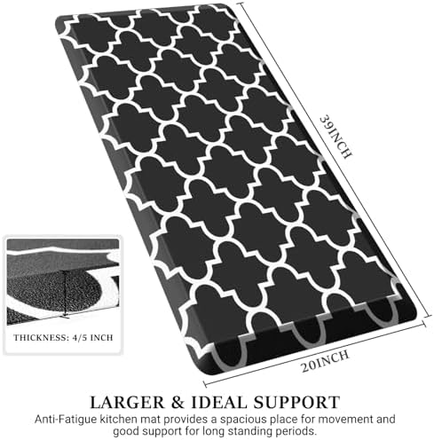 WISELIFE Anti Fatigue Mats for Kitchen Floor, 20" x 39", 4/5 Inch, Black - Image 2