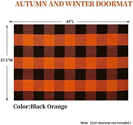 SEEKSEE Halloween Decor Buffalo Plaid Outdoor Rug 27.5x43 Orange and Black Front Door Mat, Layering Rug for Porch, Halloween Doormat, Front Porch Rug for Outdoor Entrance Entryway Patio Porch Decor - Image 2