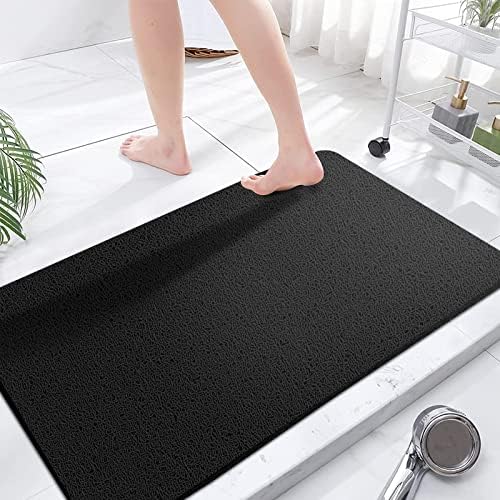 godehone Shower Mats Non Slip Without Suction Cups, PVC Loofah Bathroom Mats, Loofah Mats for Shower and Bathroom, Quick Drying, 23.6× 47.2 Inch, Black by godehone
