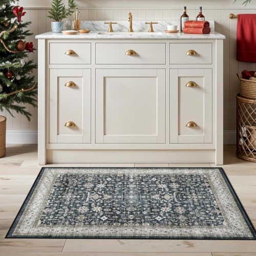 Hallway Runner Rugs for Kitchen 2x5 Washable Non-Slip Farmhouse Grey - Image 4