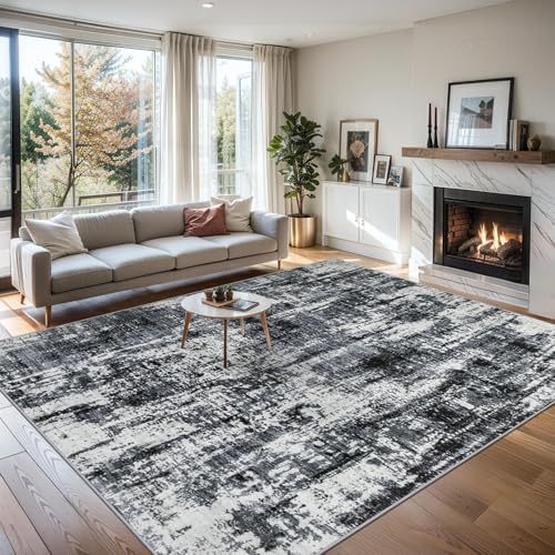 PLHXFR Area Rug Living Room: 5x7 Modern Abstract Washable Carpet Black - Image 3