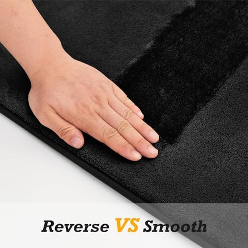 HUXMEYSON Bathroom Rugs Sets 2 Piece, Non-Slip & Quick Dry Bath Mat Set, Ultra Soft Velvet Bath Rugs for Bathroom, Toilet and Shower Floor, Black - Image 3