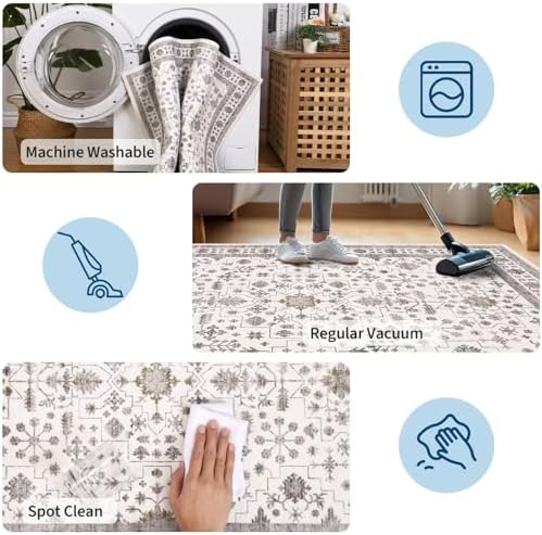 GarveeHome 6x9 Washable Rug Living Room Vintage Bedroom Beige Brown Rug - Image 6