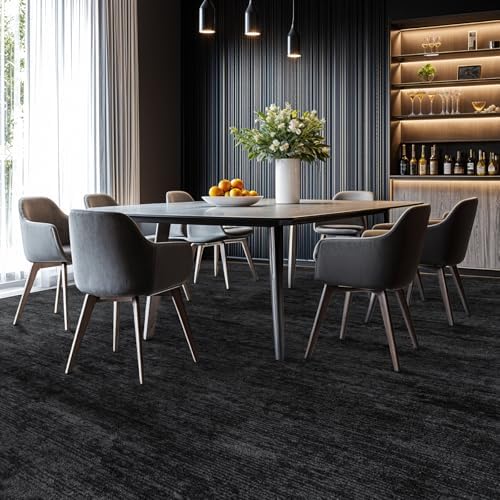 6x9 Washable Area Rug, Black Solid Area Rugs for Living Room & Bedroom - Image 3
