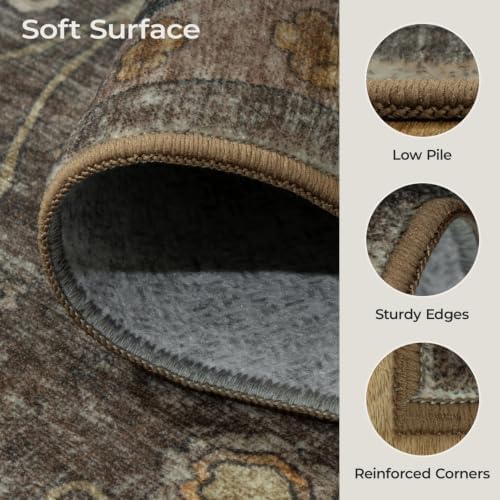 8x10 Brown Area Rugs for Living Room, Washable Non-Slip Soft Rug - Image 2