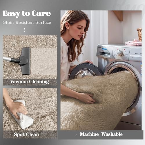 6x9 Area Rug for Living Room: Fluffy Shag Soft Washable Rugs Large Fuzzy Plush Indoor Carpet for Bedroom Nursery Playroom Kids Girls Boys Room (Camel, 6'x9') - Image 3