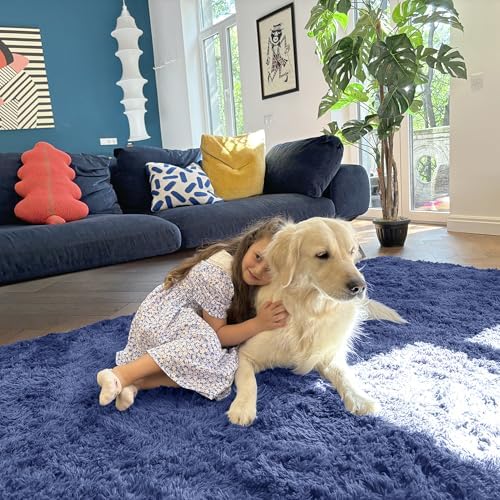 OLANLY 2x6 Machine Washable Runner Rugs for Hallway, Soft Fluffy Shaggy Bedside Rugs for Bedroom, Living Room, Indoor Floor Carpet for Kids Girls and Boys, Home Decor Aesthetic, Denim Blue - Image 6