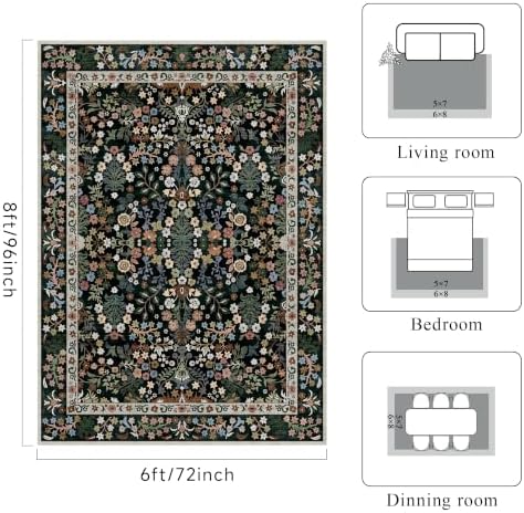 6x8 Area Rugs for Living Room: Washable Non-Slip Indoor Floor Rugs Black - Image 2