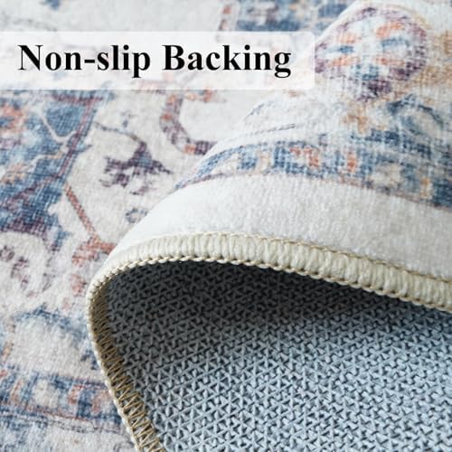 Washable 3x5 Kitchen Area Rugs: Cozy Soft Beside Low Pile Carpet for Living Room Bedroom Indoor Light-weight Doormat Anti-Slip Thin Low-Pile Rug for Entryway Nursery Small Vintage Floor Mat(3x5,Brick) - Image 3