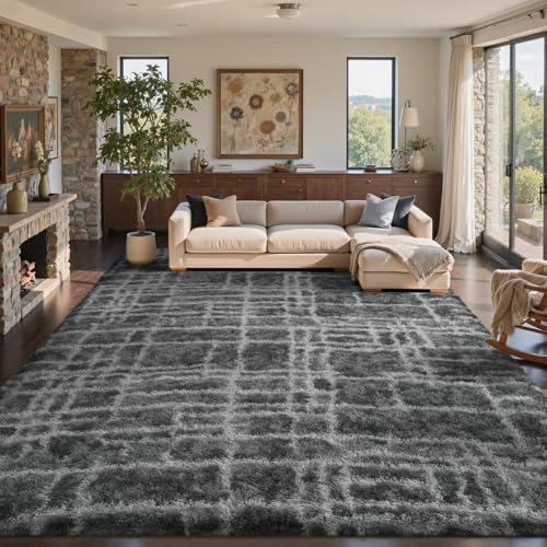 9x12 Ft Extra Large Shag Rugs for Living Room, Ultra Soft Fluffy Furry Area Rugs for Bedroom Indoor Floor, Aesthetic Carpet for Kids Home Decor (Grey) - Image 4
