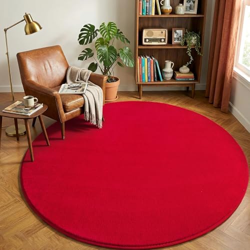 Amearea Red Round Area Rug 5ft Washable Circle Rugs for Bedroom Living Room - Image 6
