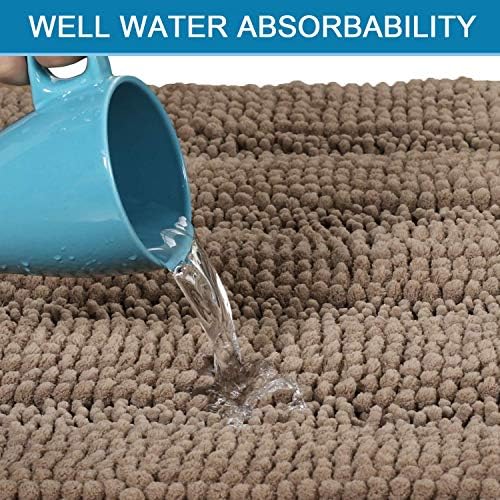 H.VERSAILTEX Bath Mats for Bathroom Non Slip Extra Thick Chenille Striped Bath Rug 24" x 36" Absorbent Non Skid Fluffy Soft Shaggy Rugs Washable Plush Mats for Indoor, Bath Room, Tub - Taupe Brown - Image 5