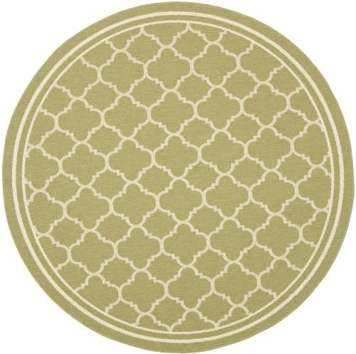 SAFAVIEH Washable Rug Outdoor Courtyard Collection - 6'7" Round, Green & Beige, Non-Shedding & Easy Cleaning, Ideal for Patio, Backyard, Mudroom (CY6918-244) - Image 2