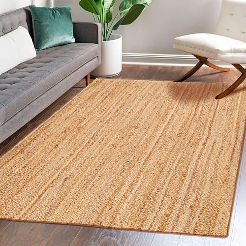 Hausattire Jute Braided Woven Kitchen Rug 3x5 Feet - Natural by Hausattire