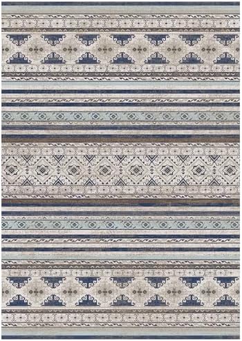 RUGSURE Washable Area Rugs 4' x 6' - 1/6 Thick - Moroccan-Inspired -Stain & Water Resistant Non-Slip - Resistant Rug for Living Room, Bedroom, Nursery, Pet & Child Friendly (Blue and Brown) - Image 2