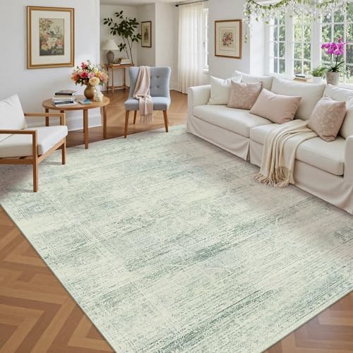 Area Rugs 6x9 for Living Room, Washable Green Rugs for Bedroom by LatteFog