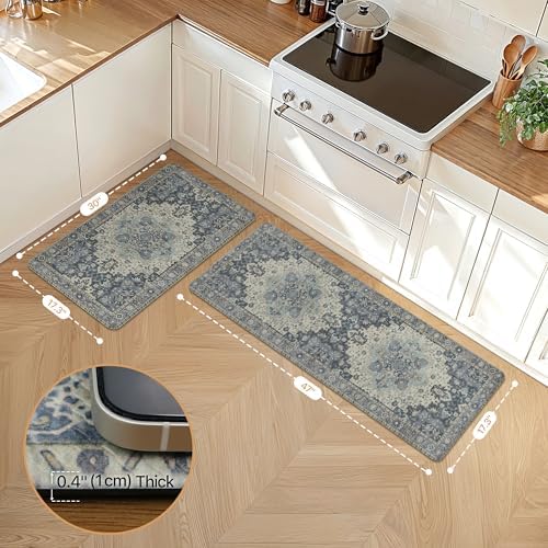 GENIMO Anti Fatigue Kitchen Mats for Floor 2PCS, Standing Rugs,Navy - Image 2