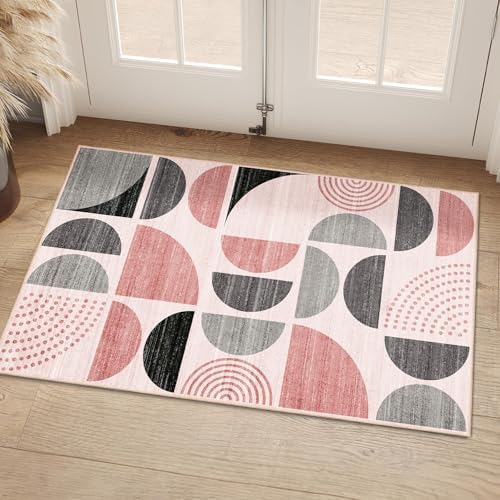 MUJOO Small Rug Washable,Boho 2x3 Area Rugs Non Slip Modern Abstract - Image 3