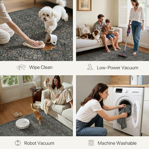 Bavni 2'6" x 6' Kitchen Runner Rug, Washable Non Slip, Charcoal Taupe - Image 7