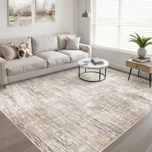 LOONGRUG 10x12 Area Rug Washable Neutral Modern Living Room Rug Dark Brown - Image 6