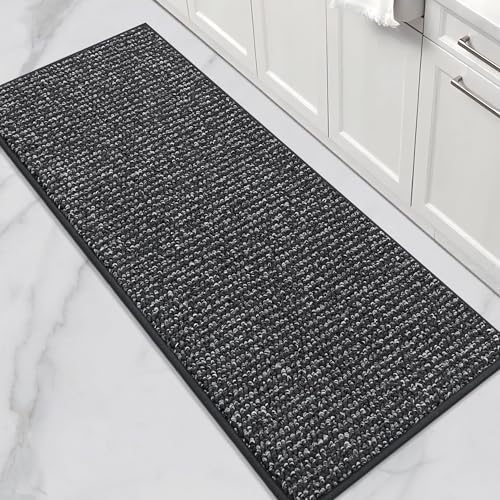 BEQHAUSE Kitchen Runner Rugs 24"x60", Kitchen Mats for Floor, Charcoal by BEQHAUSE