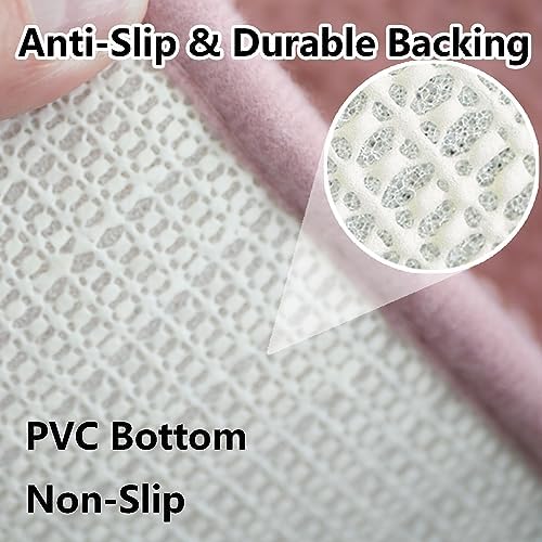 Bathroom Rugs Chenille 3-Piece Extra Soft and Absorbent Shag Bathroom Rugs, Machine Wash Mat, Strong PVC Non-Slip Underside, Plush Carpet Mats (Deep Pink) - Image 6