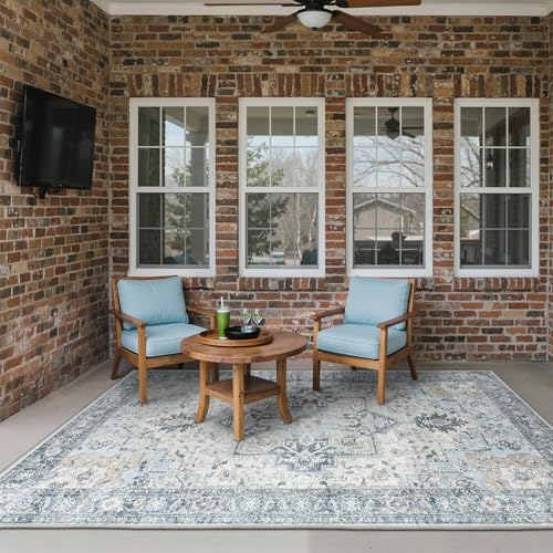 GENIMO Indoor Outdoor Rug, Washable for Patio and Deck, Light Blue, 4x6 - Image 3