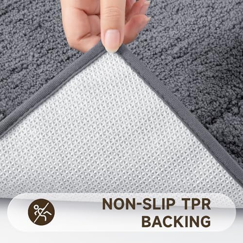 Pauwer Bathroom Rugs Set 5 Piece, Microfiber Bath Mat Set, Dark Grey - Image 5