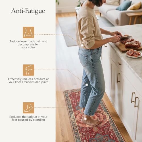 GENIMO Christmas Kitchen Mats for Floor, Anti Fatigue Mats 2PCS,New Red - Image 3