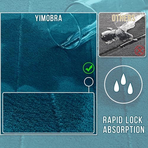 Yimobra Memory Foam Toilet Bath Mat U-Shaped, Soft and Comfortable, Water Absorption, Non-Slip, Thick, Machine Wash and Easier to Dry for Bathroom Commode Contour Rug, 24 X 20 Inches, Peacock Blue - Image 5