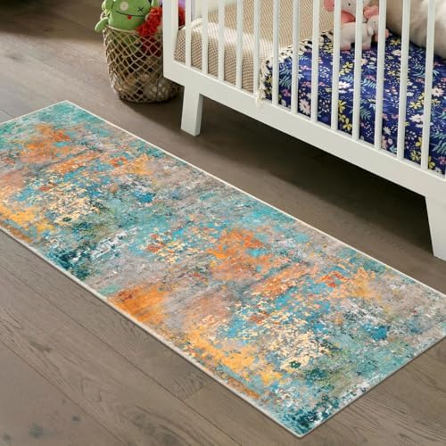 Lahome Modern Abstract Runner Rug - 2x7 Washable Hallway Rug Colorful Kitchen Carpet with Rubber Backing, Contemporary Soft Non Slip Indoor Floor Accent Mat for Bedroom Laundry Room Bathroom RV - Image 7